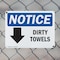 Signmission Dirty Towels (Down Arrow), 10 in W x Rectangle, Plastic OS-2PACK-NS-P-710-L-11038 - alternate 6